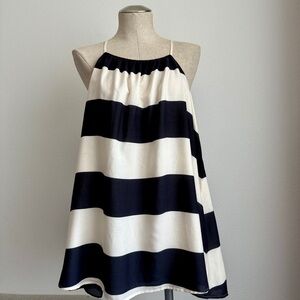 COS Halterneck Tunic Style Top in Navy/White